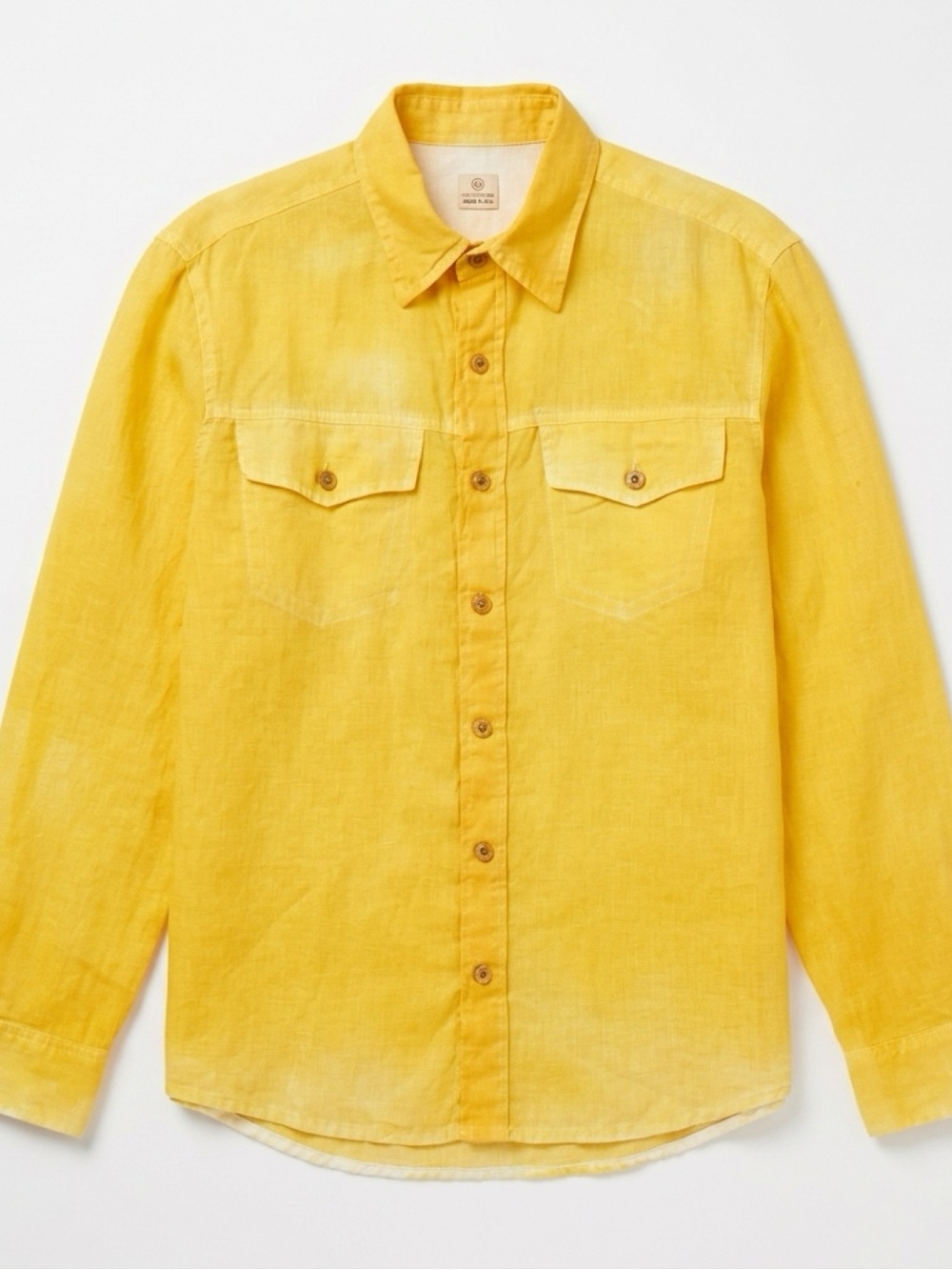 AG Adriano Goldschmied Linen-Blend Yellow Shirt Jacket